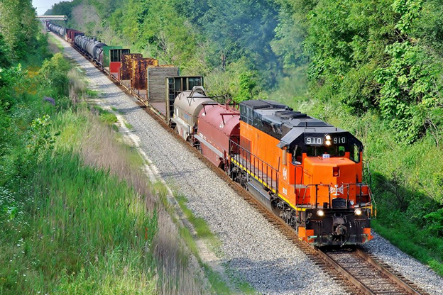 Under a new federal grant program, communities can receive funds to help increase safety for flammable liquid carrying trains operating in their communities, like this Canadian National train in Monee, Illinois. Image © 8/2015 by Nikki Burgess; used with permission.